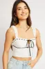 White Crop Top Sleeveless Eyelet Ribbon sold by Ally Fashion