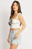White Crop Top Sleeveless Eyelet Ribbon sold by Ally Fashion