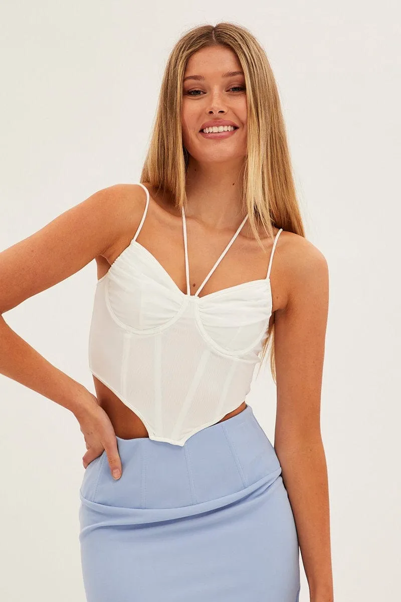 White Ruched Corset Top sold by Ally Fashion