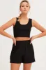 Black Rib Jersey Crop And Shorts Set sold by Ally Fashion