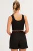 Black Rib Jersey Crop And Shorts Set sold by Ally Fashion