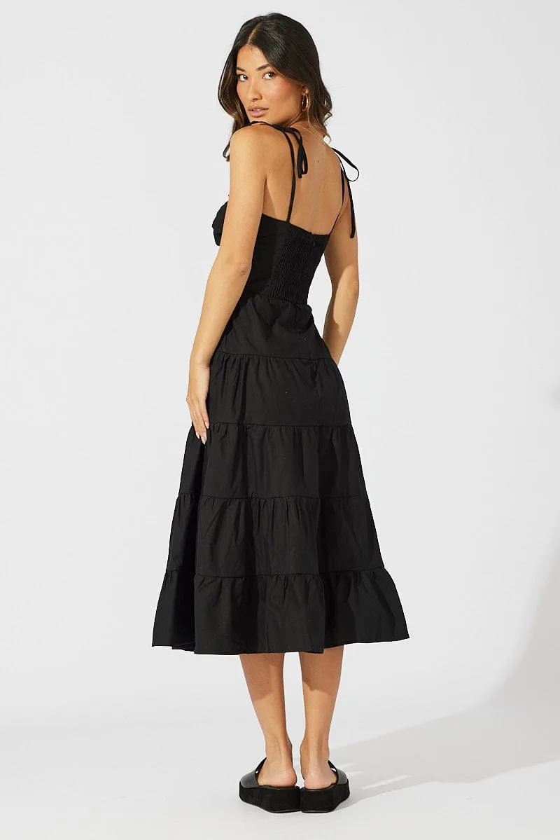 Black Midi Dress Sleeveless Tiered Twist Front sold by Ally Fashion product image thumbnail 5