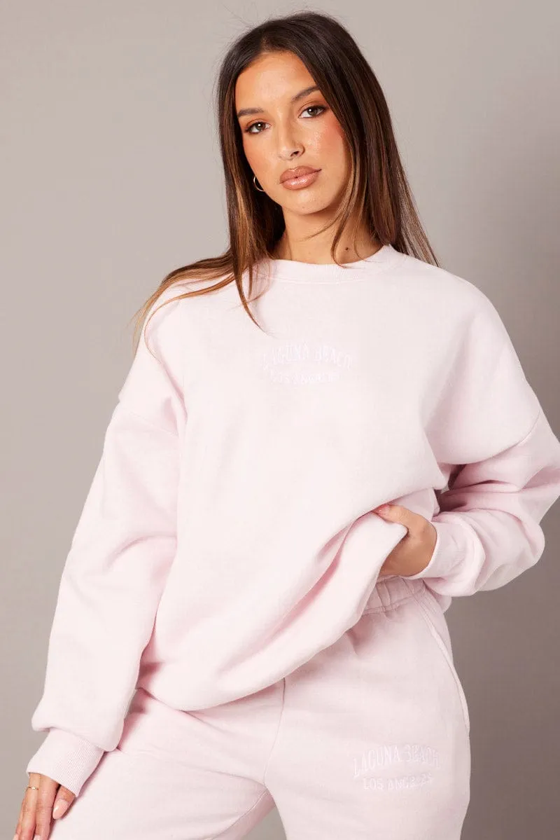 Pink Graphic Sweater Long Sleeve sold by Ally Fashion