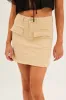 Beige High Rise Cargo Mini Denim Skirt sold by Ally Fashion