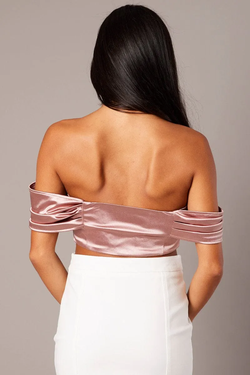Pink Corset Top Off Shoulder Satin sold by Ally Fashion product image thumbnail 5