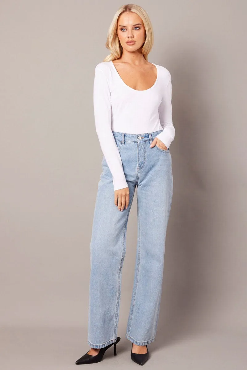 White Top Long Sleeve Scoop Neck sold by Ally Fashion product image thumbnail 2