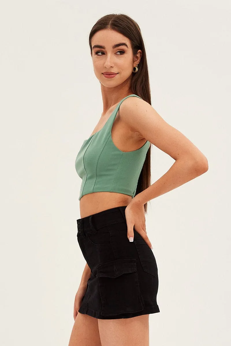 Black Cargo Utility Denim Mini Skirt sold by Ally Fashion product image thumbnail 4