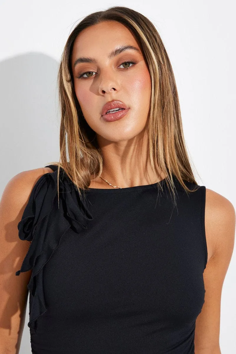 Black Supersoft Top Ruffle sold by Ally Fashion product image thumbnail 3