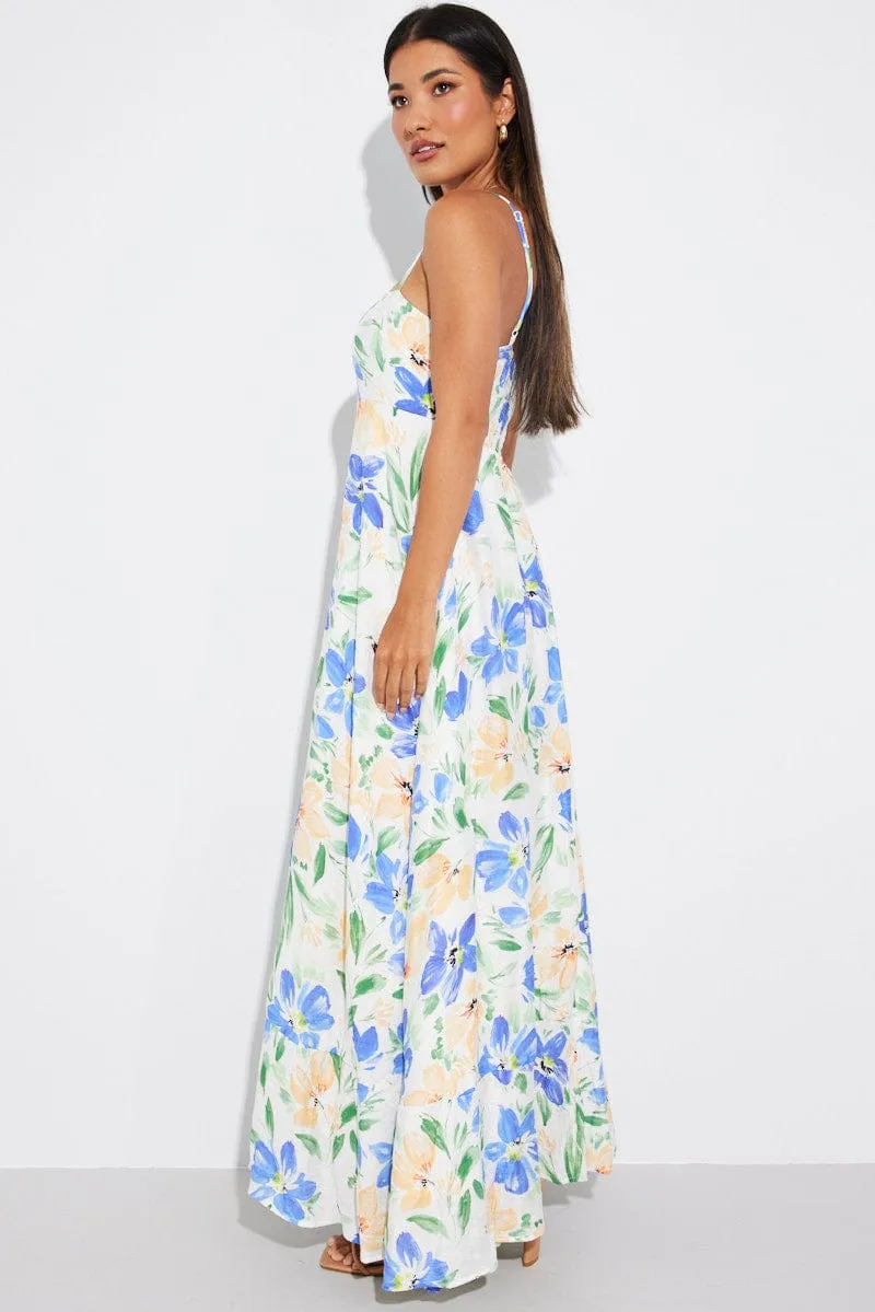White Floral Maxi Dress Strappy sold by Ally Fashion product image thumbnail 4