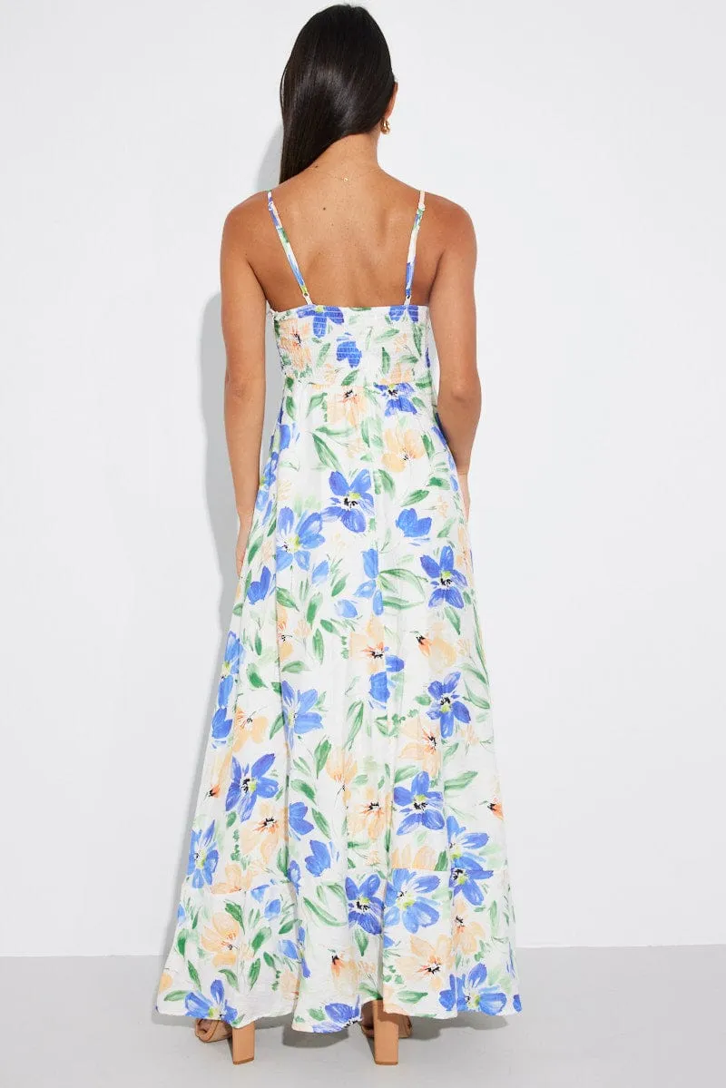 White Floral Maxi Dress Strappy sold by Ally Fashion product image thumbnail 5