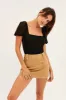 Black Mesh Bodysuit Puff Sleeve Ruched Bodice sold by Ally Fashion