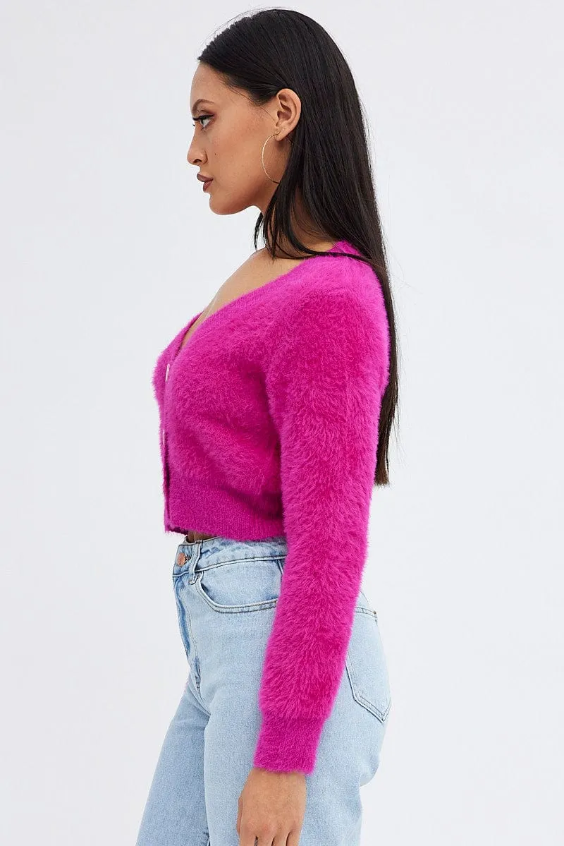 Pink Fluffy Cardigan sold by Ally Fashion product image thumbnail 4