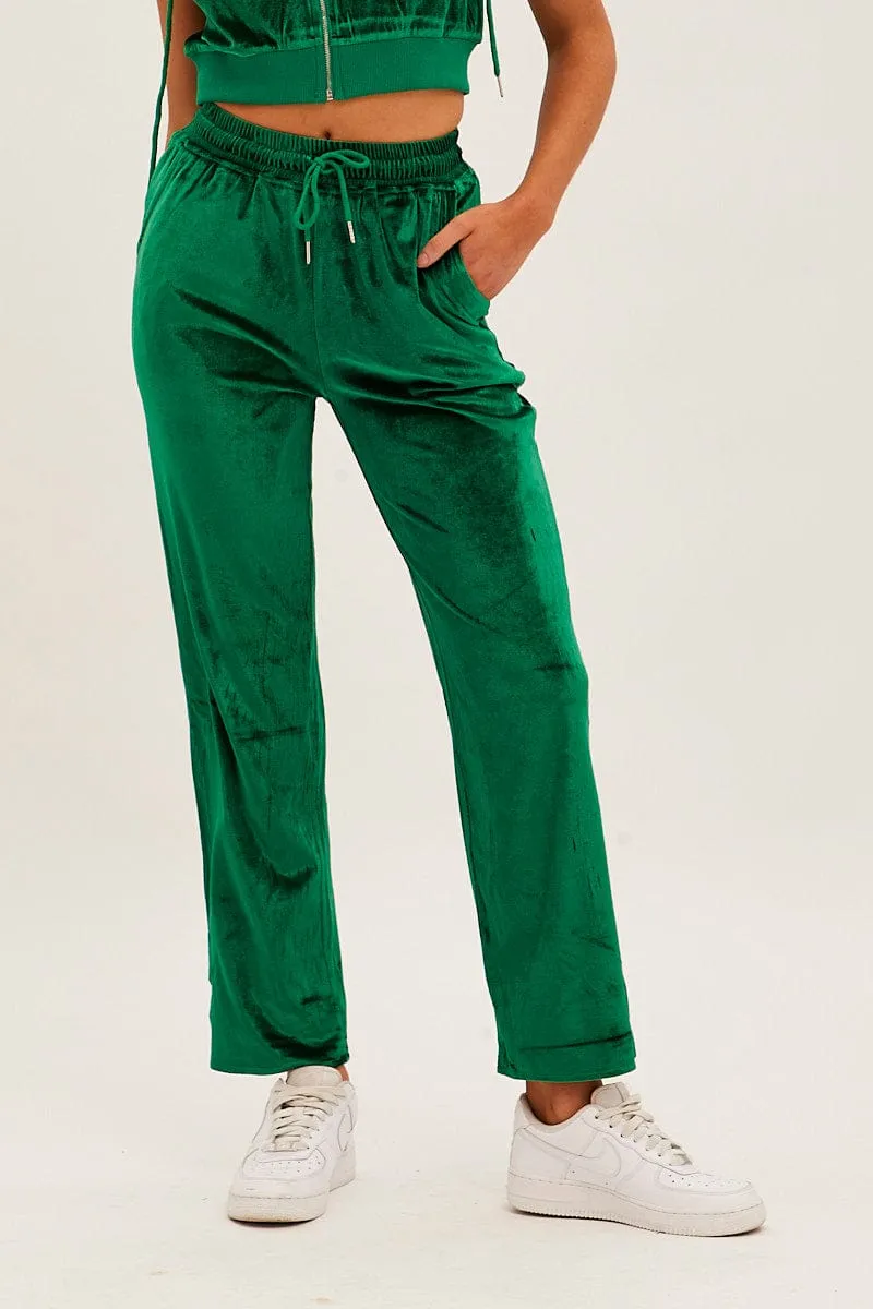 Green Velvet Flared Hem Pants sold by Ally Fashion product image thumbnail 2