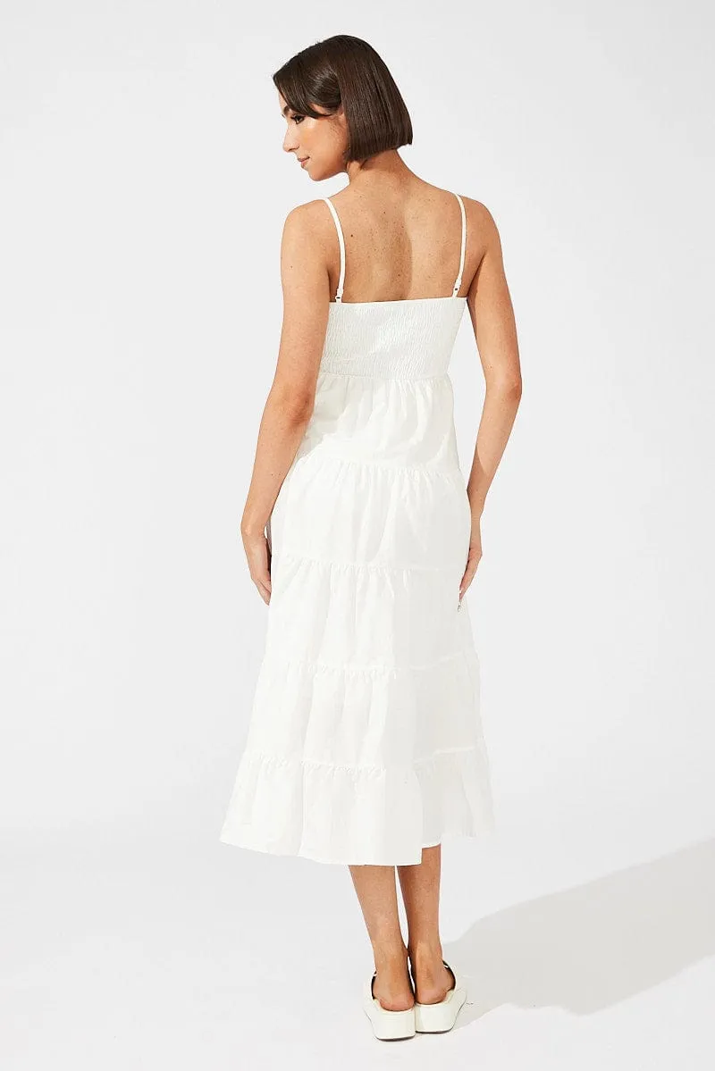 White Midi Dress Sleeveless Tiered sold by Ally Fashion product image thumbnail 5