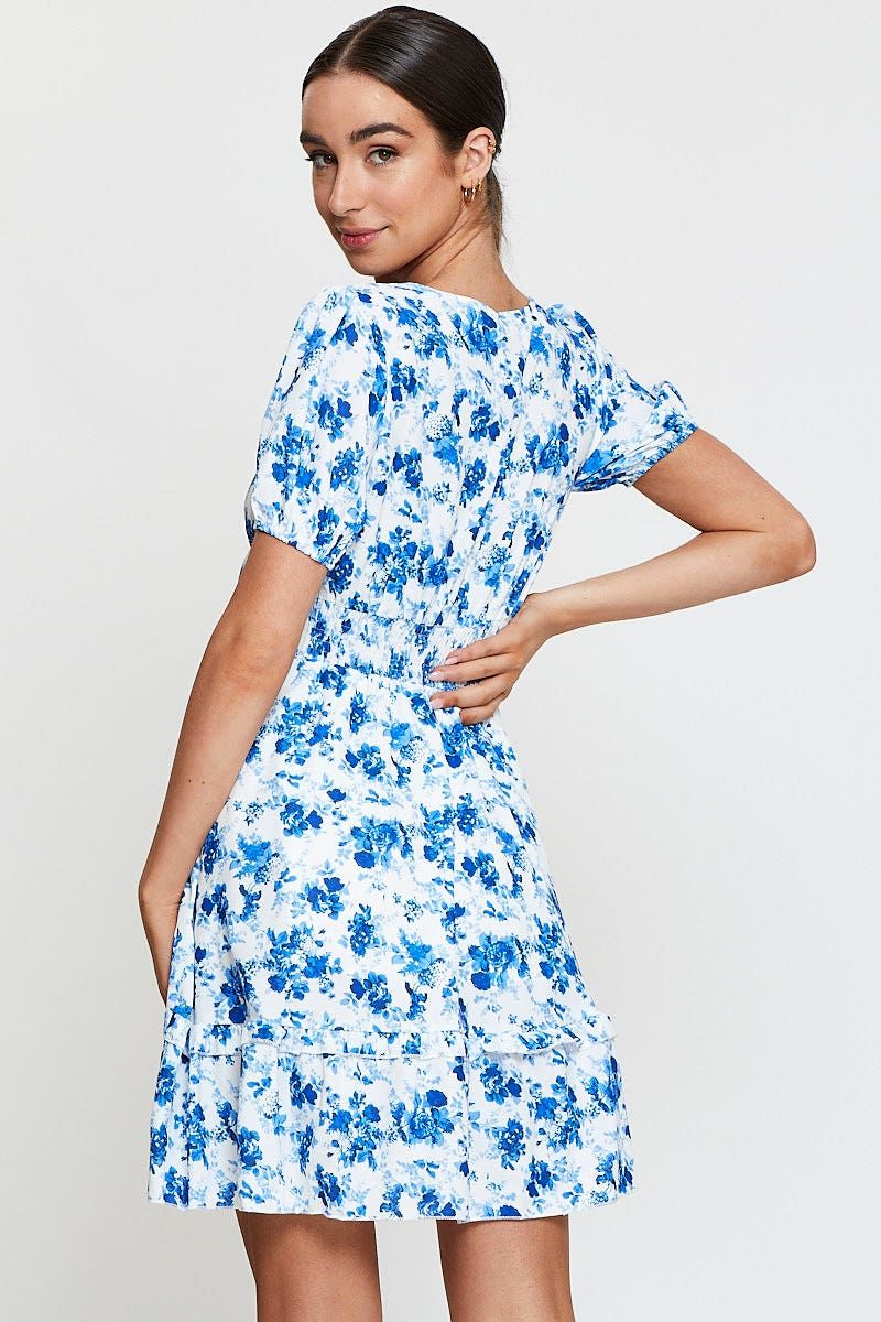 Print Mini Dress Short Sleeve V Neck Tie sold by Ally Fashion product image thumbnail 5