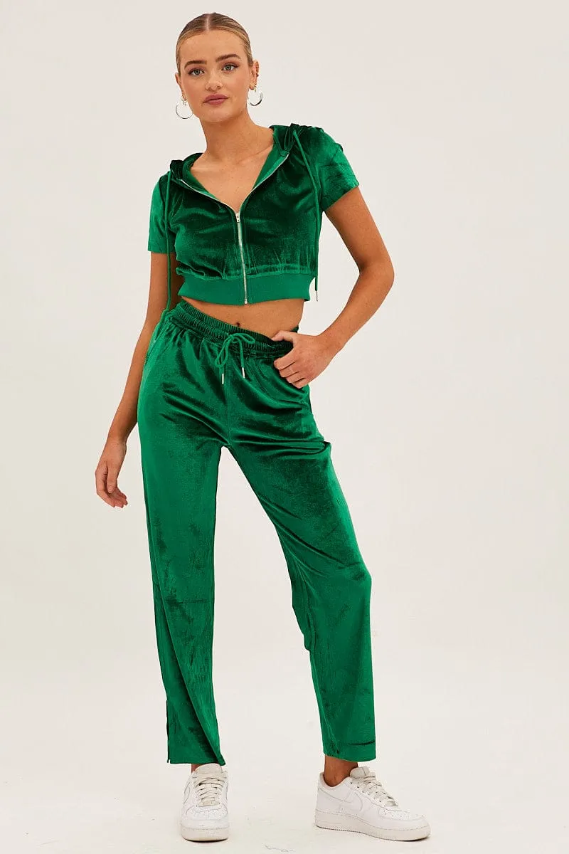 Green Velvet Flared Hem Pants sold by Ally Fashion product image thumbnail 3