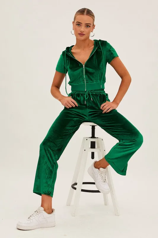 Green Velvet Flared Hem Pants sold by Ally Fashion