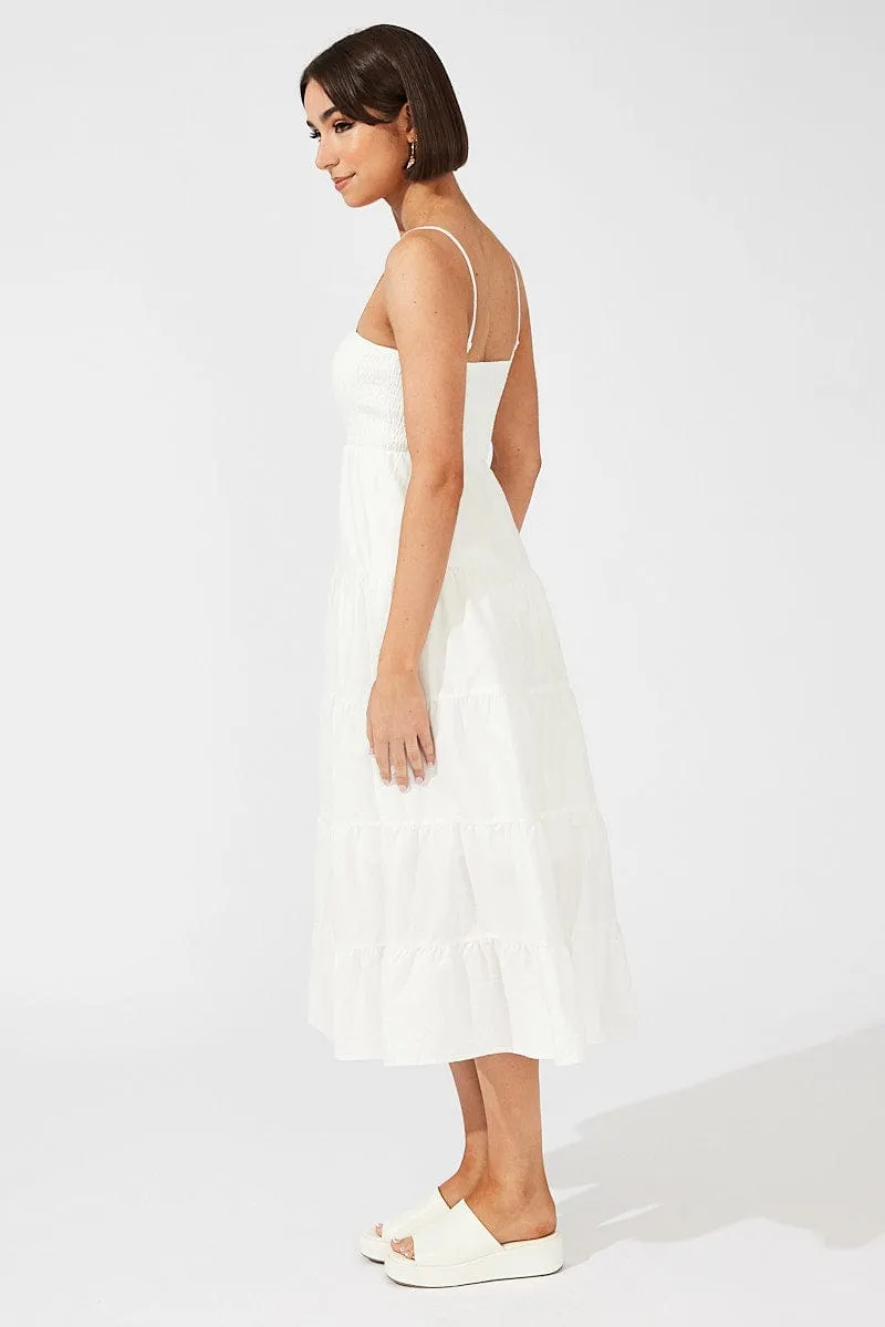 White Midi Dress Sleeveless Tiered sold by Ally Fashion product image thumbnail 4