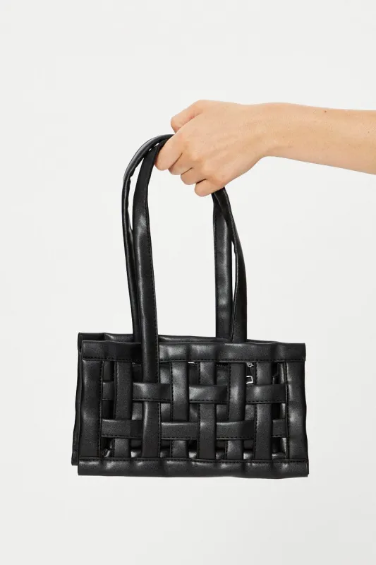 Black Woven Detail Handbag sold by Ally Fashion