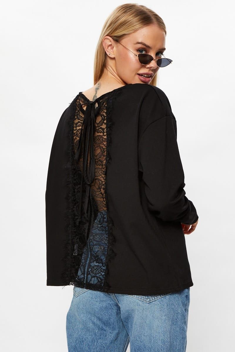 Black Lace Back Top sold by Ally Fashion