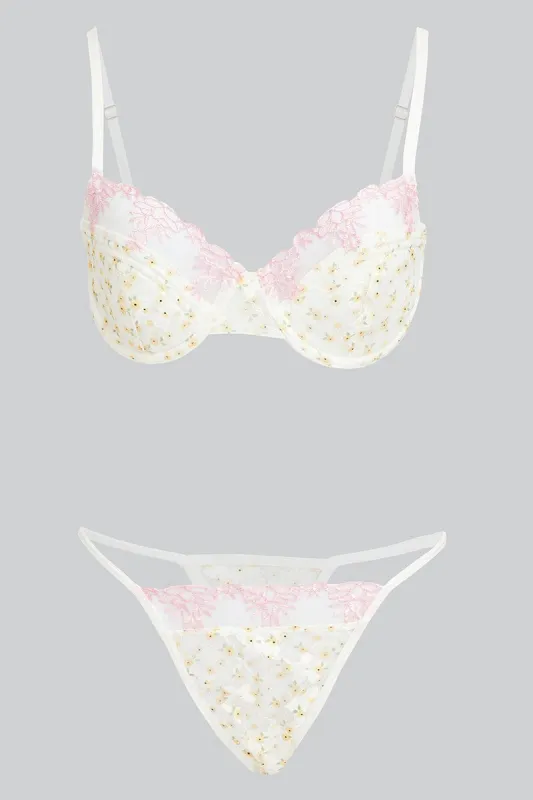 Yellow Floral Floral Lace Lingerie Set sold by Ally Fashion
