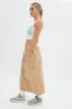 Beige Maxi Skirt Low Rise Cargo Parachute sold by Ally Fashion