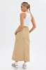 Beige Maxi Skirt Low Rise Cargo Parachute sold by Ally Fashion