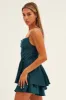 Green Satin Playsuit Sleeveless Cowl Neck sold by Ally Fashion