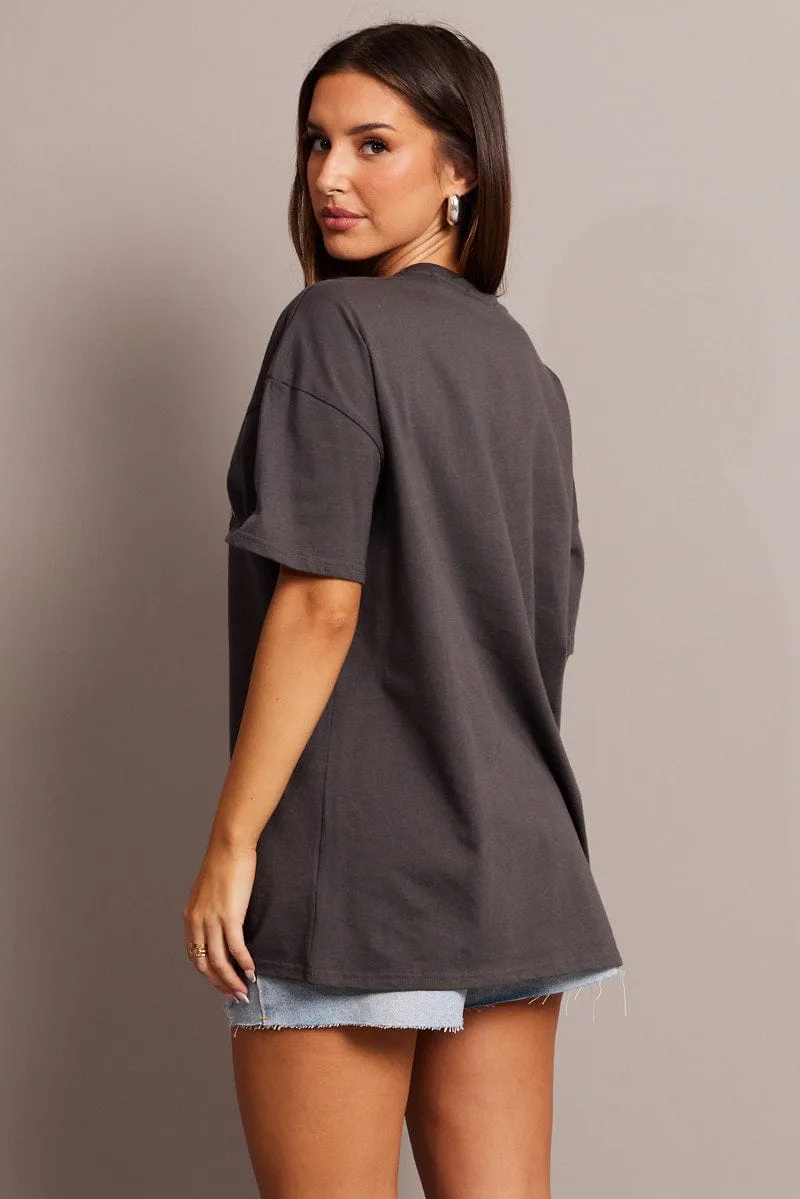 Grey Graphic Tee Short Sleeve sold by Ally Fashion product image thumbnail 5