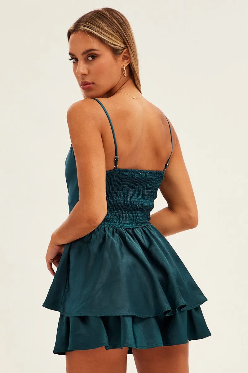 Green Satin Playsuit Sleeveless Cowl Neck sold by Ally Fashion product image thumbnail 5