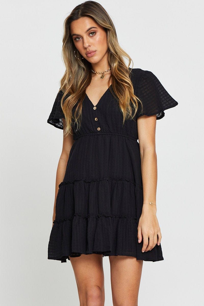 Black Mini Dress V Neck sold by Ally Fashion product image thumbnail 3