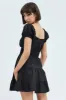 Black Fit and Flare Dress Short Sleeve Shirred sold by Ally Fashion