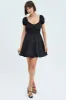 Black Fit and Flare Dress Short Sleeve Shirred sold by Ally Fashion
