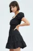 Black Fit and Flare Dress Short Sleeve Shirred sold by Ally Fashion