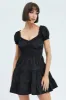 Black Fit and Flare Dress Short Sleeve Shirred sold by Ally Fashion