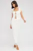 White Maxi Skirt High Rise Bodycon Elastic Waist Lace sold by Ally Fashion