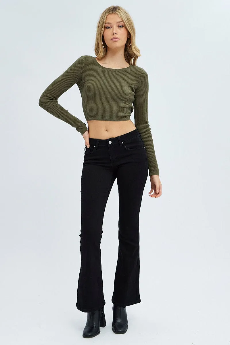 Green Knit Top Long Sleeve Crop sold by Ally Fashion product image thumbnail 2