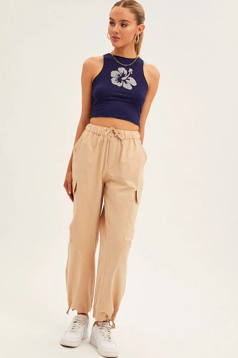 Beige Cargo Pants Relaxed Wide Leg sold by Ally Fashion product image thumbnail 3