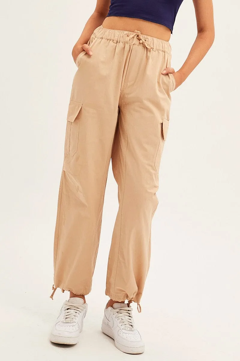 Beige Cargo Pants Relaxed Wide Leg sold by Ally Fashion product image thumbnail 2