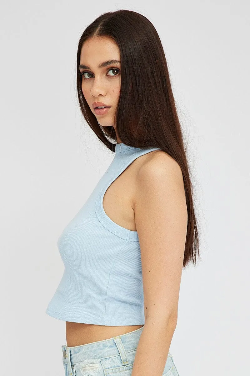 Blue Tank Top Sleeveless Crew Neck sold by Ally Fashion product image thumbnail 4