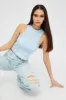 Blue Tank Top Sleeveless Crew Neck sold by Ally Fashion