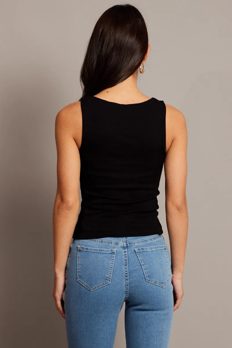 Black Tank Top Sleeveless Boat Neck sold by Ally Fashion product image thumbnail 5