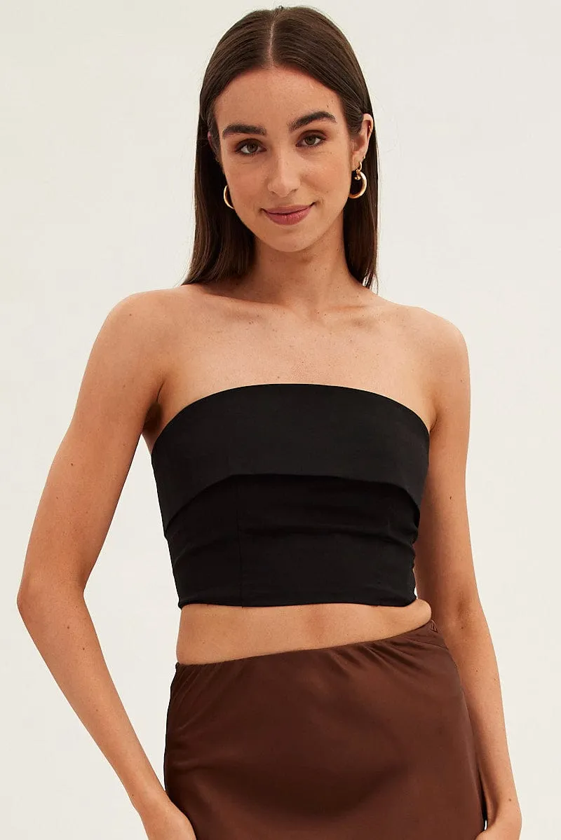 Black Bandeau Top Sleeveless Strapless Crop sold by Ally Fashion product image thumbnail 3