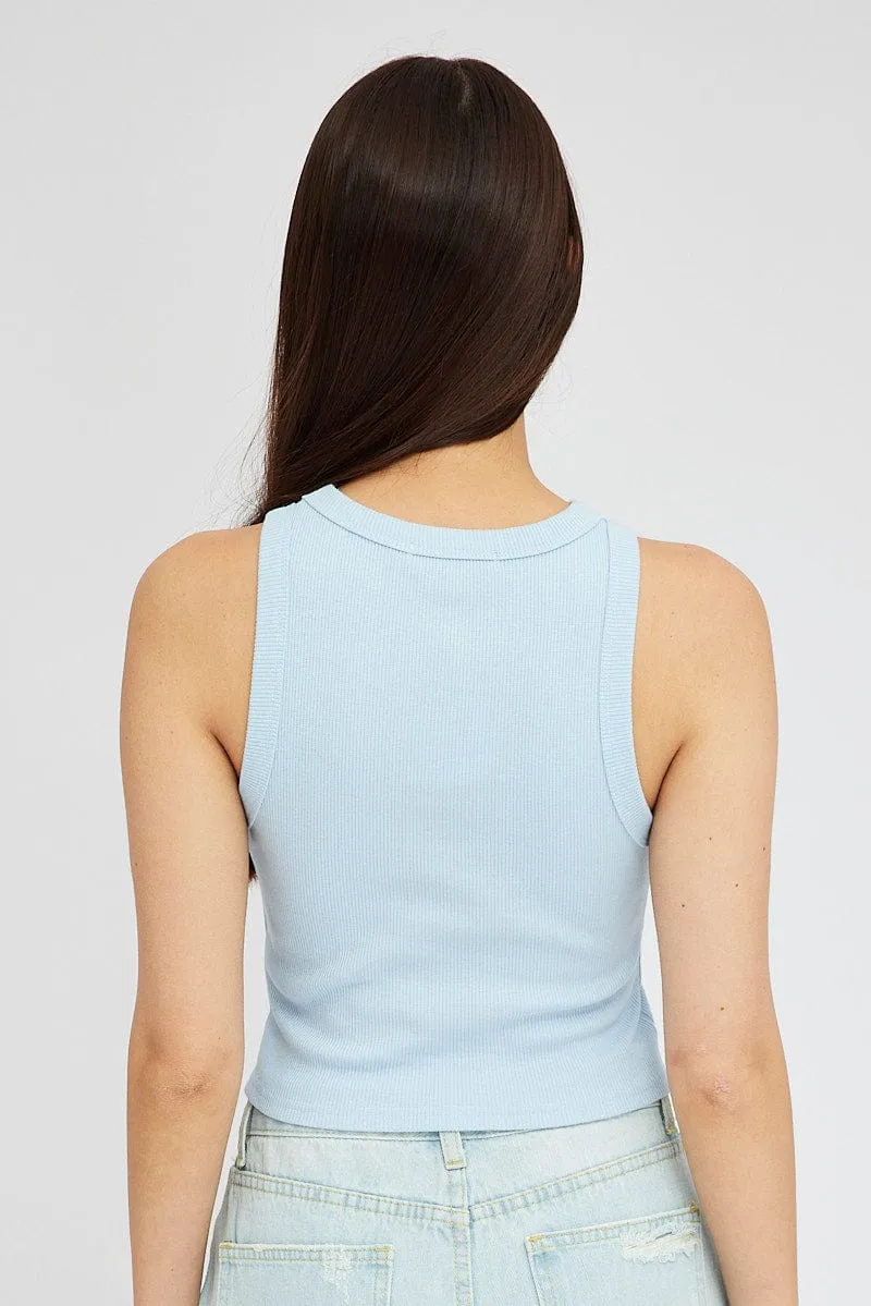 Blue Tank Top Sleeveless Crew Neck sold by Ally Fashion product image thumbnail 5