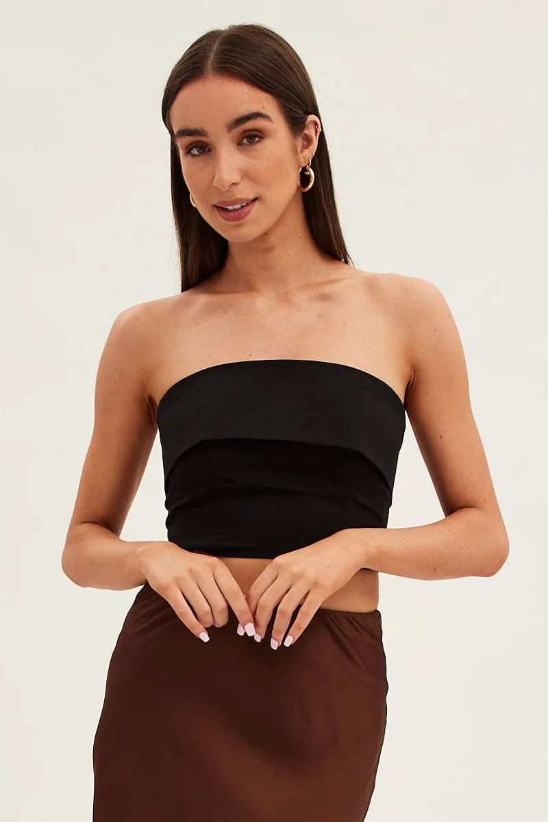 Black Bandeau Top Sleeveless Strapless Crop sold by Ally Fashion
