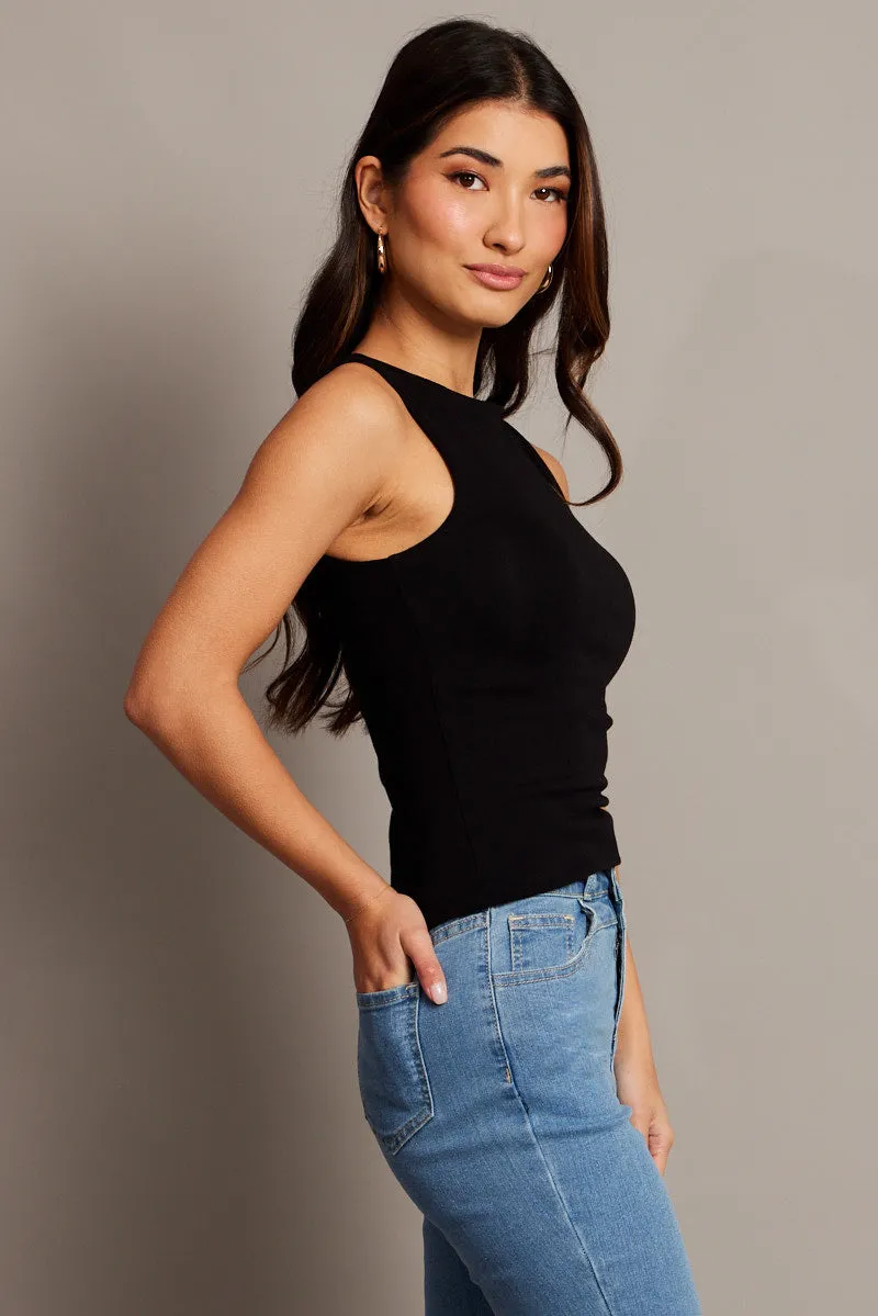 Black Tank Top Sleeveless Boat Neck sold by Ally Fashion product image thumbnail 4