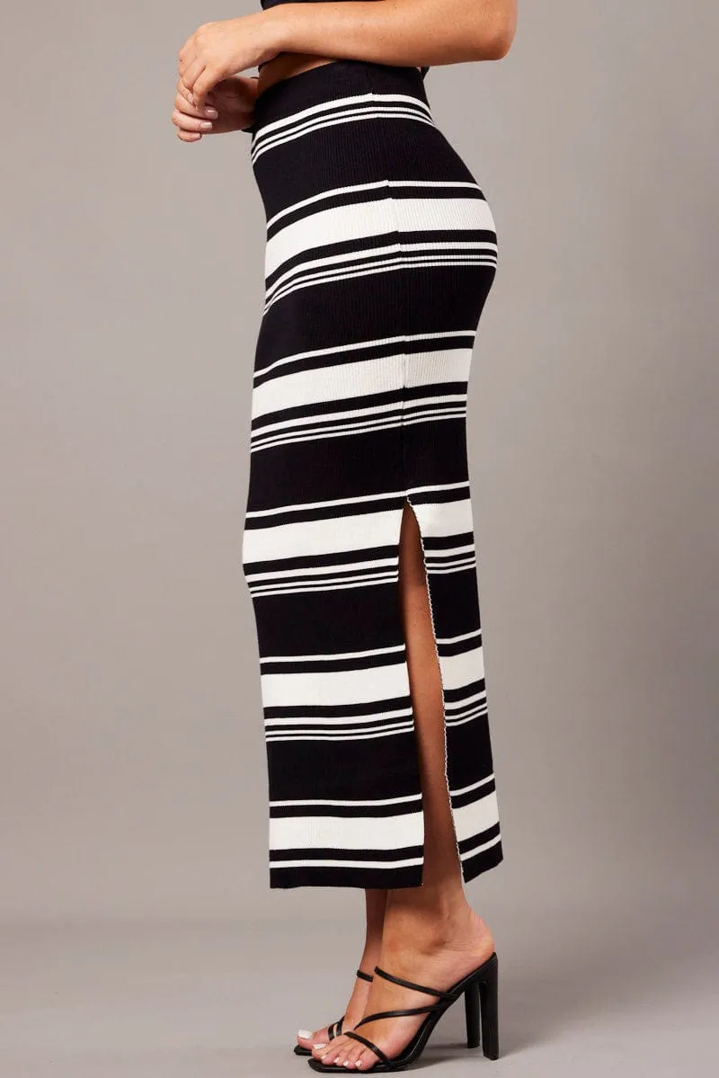 Black Stripe Knit Skirt High Rise sold by Ally Fashion product image thumbnail 4
