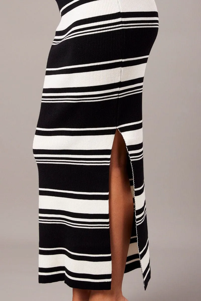 Black Stripe Knit Skirt High Rise sold by Ally Fashion product image thumbnail 3