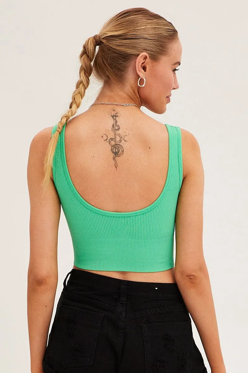 Green Seamless Top Scoop Neck Crop sold by Ally Fashion product image thumbnail 5