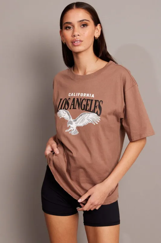 Brown Graphic Tee Short Sleeve sold by Ally Fashion